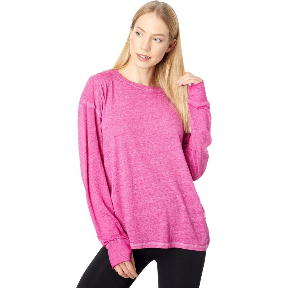 FP MOVEMENT Keep Rolling Long Sleeve Tee Sz XS Magenta Pink Oversized Fit Cotton - Picture 5 of 6